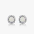 Vintage S925 Silber-Ohrstecker mit quadratischem Opal und funkelnden Zirkonen - 925er Silber / Stud Ohrringe