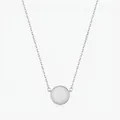 Minimalistische S925 Sterling Silber Halskette mit rundem weißen Opal Anhänger für Damen - 925er Silber / Silber