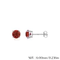 S925 sterling zilveren oorknopjes met 6mm rode ronde geslepen edelsteen in vier-klauwzetting - 925 zilver / S925 Sterling Zilver (6mm)