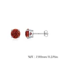 Fonkelende S925 sterling zilveren oorknopjes met ronde rode 7mm edelstenen set - 925 zilver / S925 Sterling Zilver (7MM)