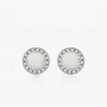Französische S925 Sterling Silber Opal Ohrstecker mit edlem Halo-Kristallkranz - 925er Silber / Stud Ohrringe