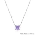 Minimalist S925 sterling silver necklace with a 8mm round purple zircon pendant - 925 Silver / Lavender-8MM