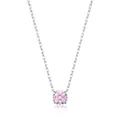 Collar de plata de ley S925 con colgante de gema rosa brillante de corte octágono - Plata 925 / 6mm / Rosa (6mm)
