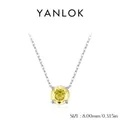 S925 sterling silver necklace with a 8mm yellow rose-cut round diamond pendant - 925 Silver / Goose Yellow-8MM
