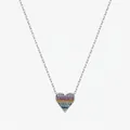 Elegant S925 sterling silver necklace featuring a rainbow pave heart-shaped pendant - Rainbow Heart (S925 Sterling Silver)