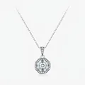 S925 Sterling Silber Halskette mit achteckigem Zirkonia Anhänger auf weißem Grund - 925er Silber / Halskette