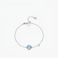 Elegante bracciale in argento sterling S925 con gemma azzurra sfaccettata e piccolo diamante - Argento 925 / Argento