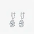 Exquisite S925 sterling silver pear-shaped drop earrings with sparkling zircon accents - 925 Silver / Silver