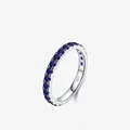 S925 Sterling Silber Eternity Ring mit blauen Saphiren im Vintage-Stil besetzt - US Größe 5 / Silber-Blau