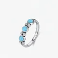 Eleganter S925 Sterlingsilber Ring mit Türkis-Edelsteinen und funkelnden weißen Zirkonia - US 5 / 925er Silber