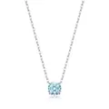 S925 silver necklace with light blue hexagonal rose cut gemstone and fine cross chain - 925 Silver / 6mm