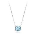 Light blue octagonal cut gemstone pendant necklace with silver S925 chain - 925 Silver / 8mm