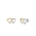 Elegante S925 sterling zilveren hart oorbellen in tweekleurig goud en zilver design - 925 zilver / Goud en Zilver Tweekleurig
