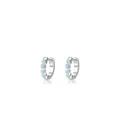 Elegantes pendientes de aro en plata de ley S925 con piedras turquesas sobre fondo blanco - Plata de Ley S925 (Plata)