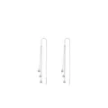 Elegant S925 sterling silver threader earrings with three sparkling zircon drop pendants - Silver