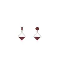 Boucles d'oreilles asymétriques en argent s925 avec pendentifs losanges et émail rouge foncé - Argent 925 / Argent sterling 925