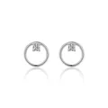 Orecchini a cerchio minimalisti in argento sterling con pietre di zircone trasparente - Argento