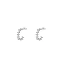 S925 sterling silver C-shaped hoop earrings featuring micro-pave rectangular zircons - 925 Silver / Silver
