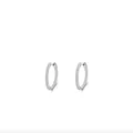 Pendientes de aro clásicos de plata de ley S925 con circonitas brillantes micro-engastadas - Plateado