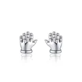Einzigartige S925 Sterlingsilber Ohrstecker in Handform mit Vintage-Politur-Finish - 925er Silber / 925 Sterlingsilber