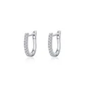 Orecchini a cerchio a U in argento sterling S925 minimalisti con zirconi scintillanti - Argento 925 / Argento