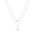 Minimalistische doppellagige S925 Sterlingsilber Kette mit Kugel- und Scheibenanhängern - Silber