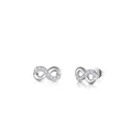 Polished S925 sterling silver infinity stud earrings with micro-set zircon stones - Silver