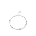 Minimalist S925 sterling silver double-layer bracelet with polished beads on white background - 925 Silver / Silver