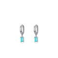 Orecchini a cerchio in argento s925 con pendenti rettangolari in tormalina blu cielo - Argento 925 / Argento