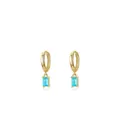 Orecchini a cerchio in argento S925 con tormalina azzurra taglio smeraldo dorata - Argento 925 / Oro