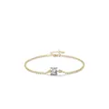 Elegante bracciale a sfere dorate con zircone bianco quadrato e chiusura a moschettone - Argento 925 / Oro