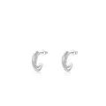 Boucles d'oreilles créoles en argent S925 avec zircons micro-pave sur fond blanc pur - Style Argent Sterling S925 / Argent 925