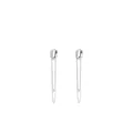 Elegant S925 sterling silver long drop earrings with micro-pave crystals in minimalist style - Silver