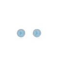 Elegant S925 sterling silver stud earrings with turquoise micro-pave setting - 925 Silver / Silver