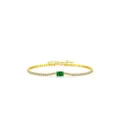 Bracciale tennis dorato con pietra verde smeraldo rettangolare e zirconi cubici - Argento 925 / Oro