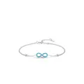 S925 sterling silver infinity bracelet with turquoise stones and adjustable chain - 925 Silver / Silver