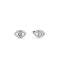 Glänzende S925 Sterling Silber Böser Blick Ohrstecker mit Pavé Kristallen für Damen - 925er Silber / Silber