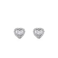 Orecchini a lobo a cuore in argento sterling con zirconi in stile minimalista - Argento 925 / Argento