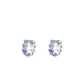 Boucles d'oreilles créoles cœur en argent S925 avec émail bleu et violet et zircone - Argent 925 / Argent Multicolore