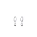 Pendientes de aro minimalistas en plata de ley S925 con colgante de bola pulida sólida - Plata 925 / Plata de ley 925