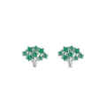 Elegante S925 Sterling Silber Baum-Ohrstecker mit funkelnden grünen Edelsteinen - 925er Silber / Silber
