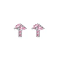 Elegantes pendientes mini de plata de ley 925 con piedras rosa corte marquesa - Plateado