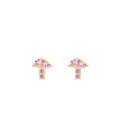 Pendientes de hongo con piedras rosas en plata de ley S925 con acabado dorado - Dorado