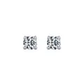 S925 sterling silver stud earrings with round brilliant D color moissanite in 4-prong setting - 925 Silver / Silver