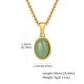 Oval green natural stone pendant with gold stainless steel chain measuring 50cm in length - Green Aventurine Single Pendant (PN-2199)