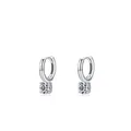 Orecchini a cerchio in argento sterling S925 con zirconi tondi brillanti da donna - Argento
