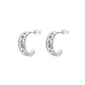 S925 Sterling Silber Blatt Creolen mit funkelnden Zirkonia Steinen für Damen - US-Größe 5 / Stud Ohrringe