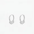 Elegant S925 sterling silver hoop earrings with five sparkling cubic zirconia charms - 925 Silver / Silver
