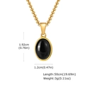 Vintage stainless steel oval black stone necklace with gold chain and 50cm length - Black Onyx Single Pendant (PN-2199)