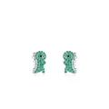 Sparkling S925 silver dinosaur stud earrings with pavé green zircon stones - 925 Silver / Silver